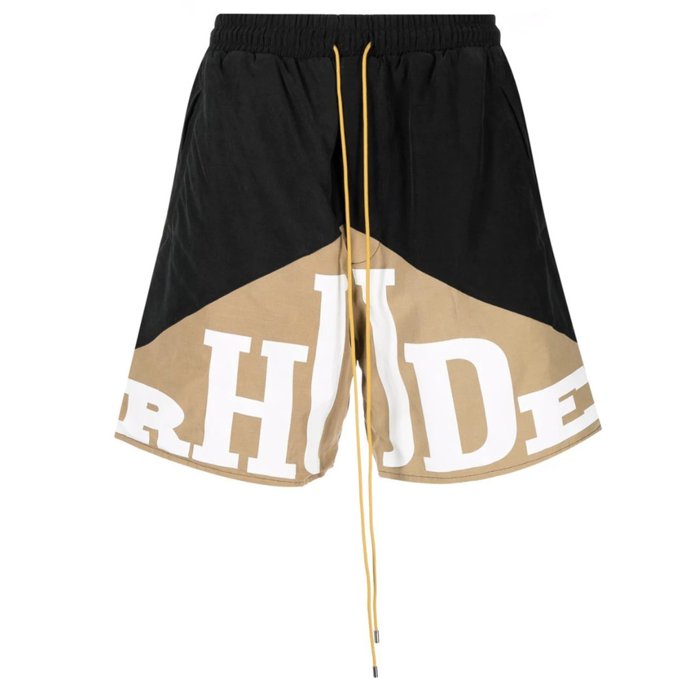 RHUDE Yachting Drawstring Short Black And Tan size SMALL